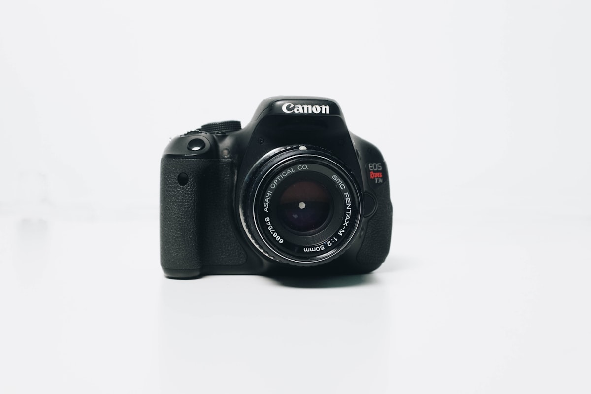 Camera gear on a table